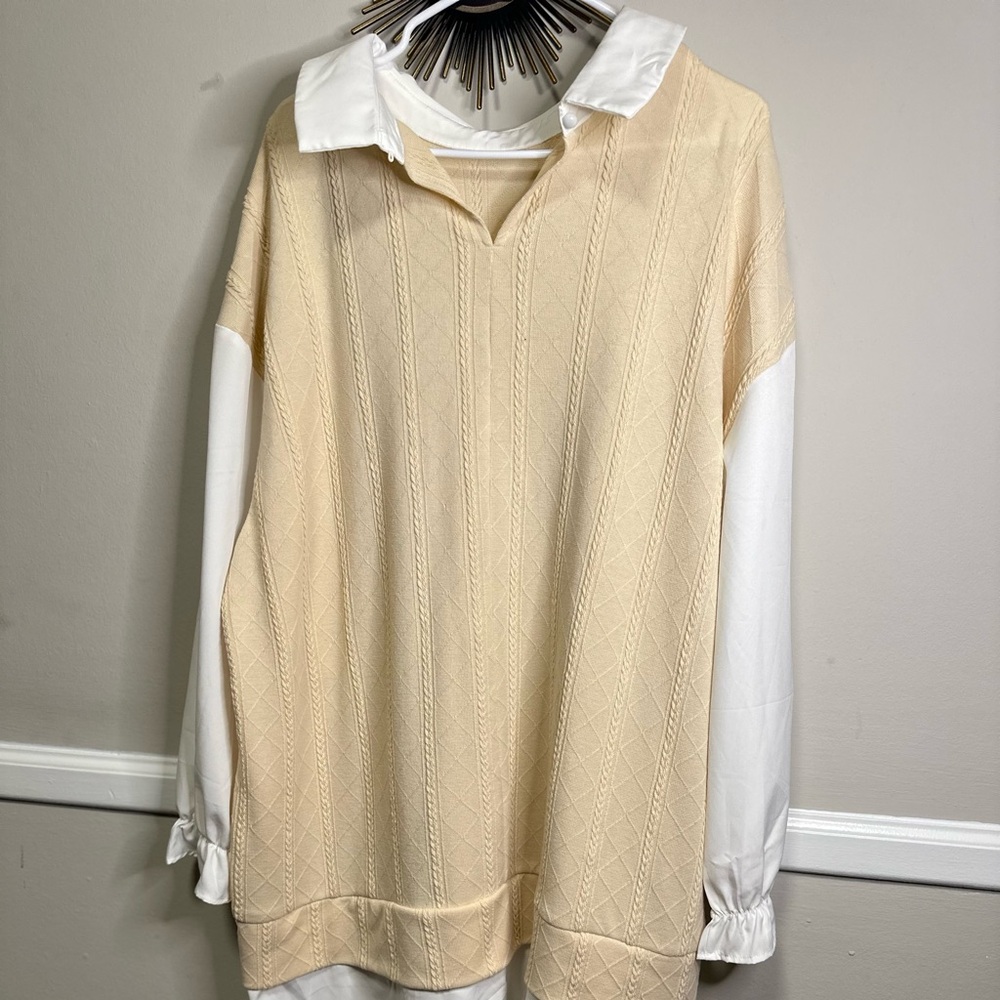 SHEIN Cream Long Sleeve Dress